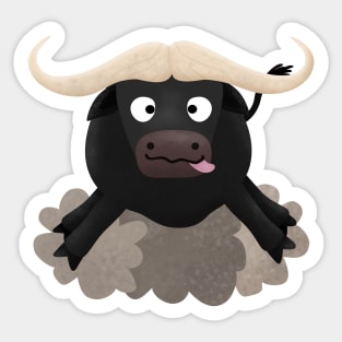 Funny running water buffalo cartoon Sticker